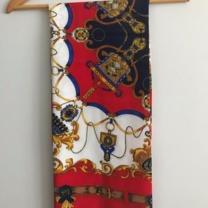 100% Italian Silk Scarf Red and Blue